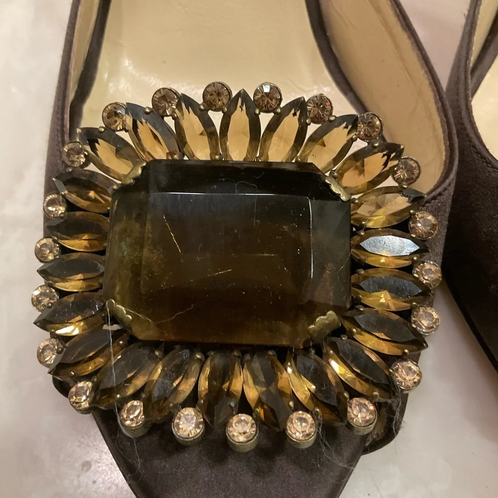 Jimmy Choo Bejeweled Brown Satin Pumps, Vintage, Excellent Condition, Sz 8.5/39 - Picture 12 of 16